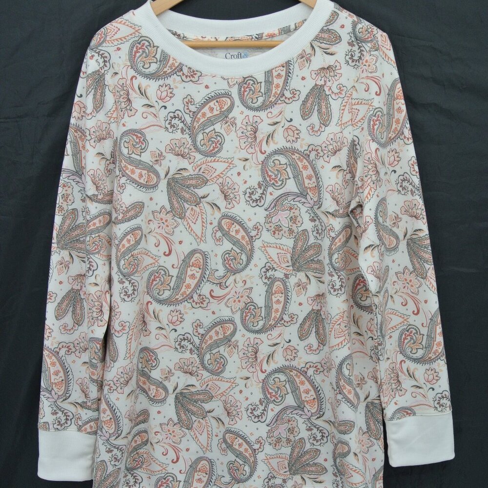 Croft &‎ Barrow Paisley Light Sweatshirt Cream Orange M